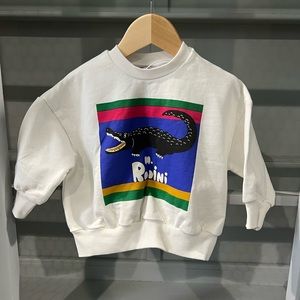 Mini Rodini White Sweatshirt with Crocodile Print